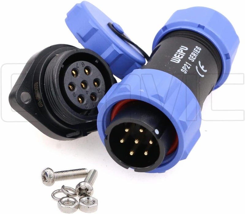 Eonvic Weipu SP21 2-12 Pin Male Plug Female Socket Flange Waterproof IP68 Connector Cable Industrial Circular Solar Electrical Connector (7Pin) - Image 3